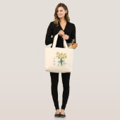 Personalized March Daffodil Tote Bag Jumbo Stoffbeutel (Vorderseite (Model))