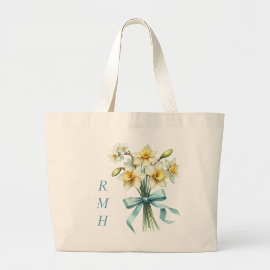 Personalized March Daffodil Tote Bag Jumbo Stoffbeutel (Vorne)