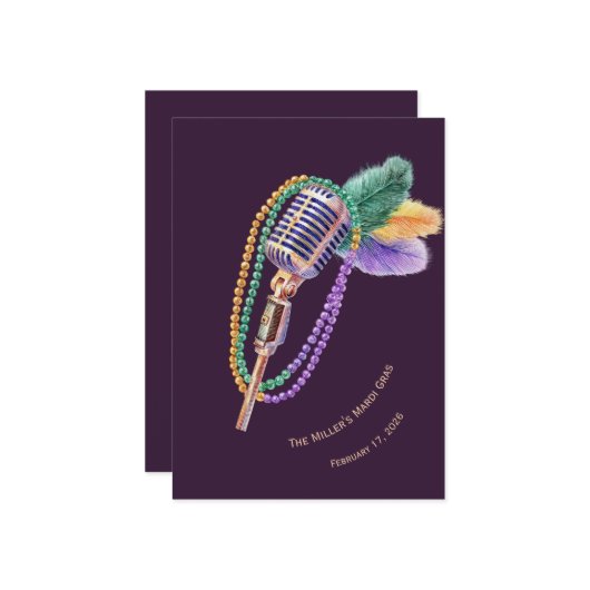 Personalized Mardi Gras Jazz Party Invitation Einladung (Vorderseite/Rückseite Beispiel)