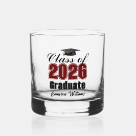 Personalized Maroon Black Class of 2026 Graduation Whiskyglas