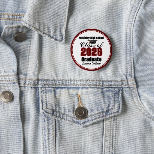 Personalized Maroon Class of 2026 Graduation Party Button (Beispiel)