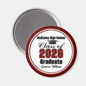 Personalized Maroon Class of 2026 Graduation Party Magnet (Vorderseite/Rückseite)