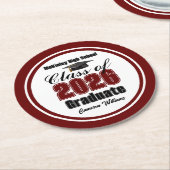 Personalized Maroon Class of 2026 Graduation Party Runder Pappuntersetzer (Angewinkelt)