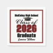 Personalized Maroon Class of 2026 Graduation Party Serviette (Vorderseite)