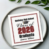 Personalized Maroon Class of 2026 Graduation Party Serviette