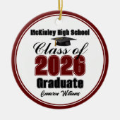 Personalized Maroon Class of 2026 Graduation Photo Keramik Ornament (Vorne)