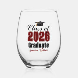 Personalized Maroon Class of 2026 Graduation Weinglas Ohne Stiel