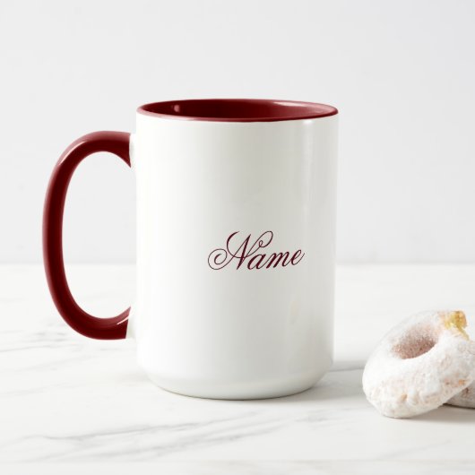 Personalized Maroon Combo Mug With Custom Name Tasse (Mit Donut)