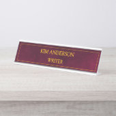 Personalized Maroon Leather Look  Schreibtischnamensplakette (Vorderseite )