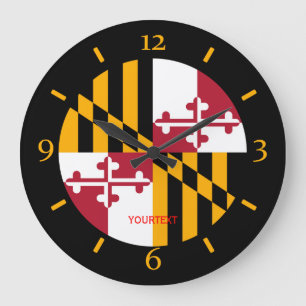 Personalized Maryland State Flag Design on Große Wanduhr