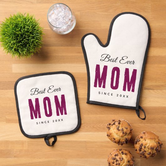 Personalized Massage Best Mom Ever Ofenhandschuh & Topflappen-Set (Oben Unten)
