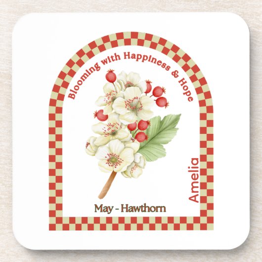 Personalized May Birth Month Flower Coaster Getränkeuntersetzer (Vorderseite)