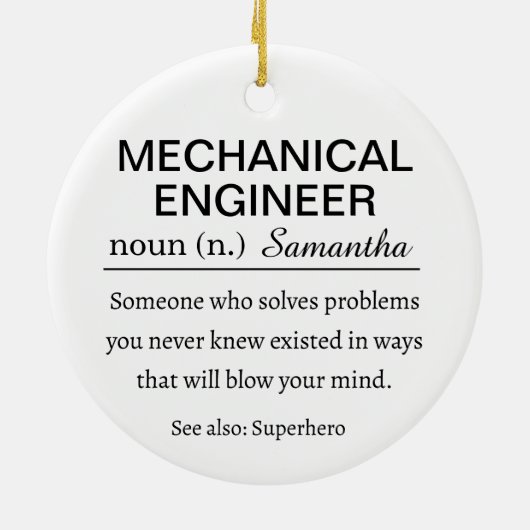 Personalized Mechanical Engineer Definition Keramik Ornament (Hinten)
