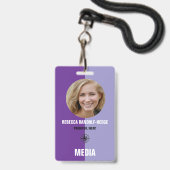 Personalized Media ID Badge / Photo, Name & Title Ausweis (Vorderseite mit Lanyard)