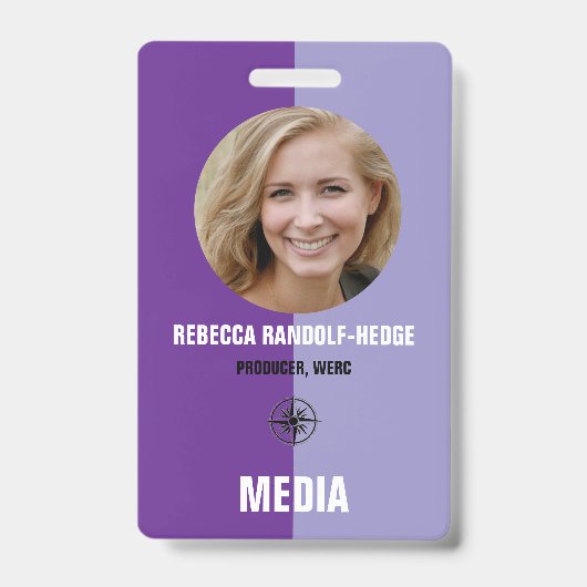 Personalized Media ID Badge / Photo, Name & Title Ausweis (Vorderseite)