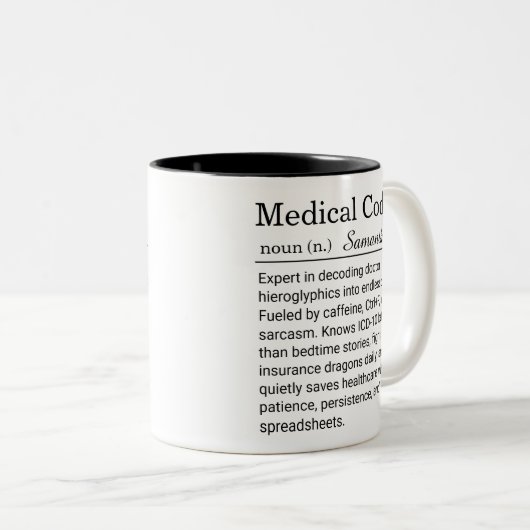 Personalized Medical Coder Funny Definition  Zweifarbige Tasse (VorderseiteRechts)