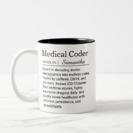 Personalized Medical Coder Funny Definition  Zweifarbige Tasse