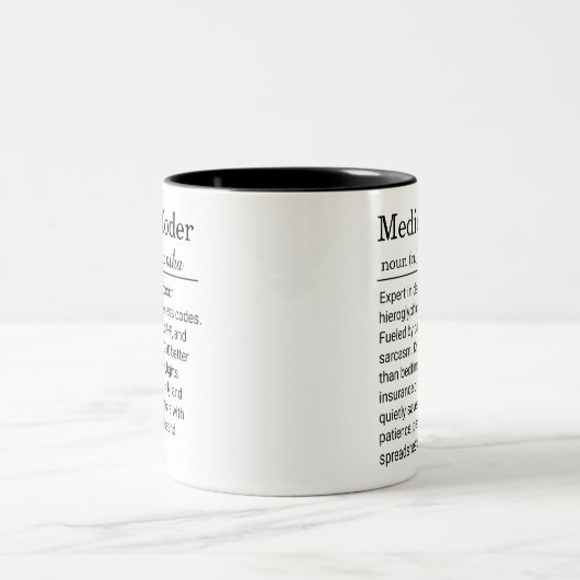 Personalized Medical Coder Funny Definition Zweifarbige Tasse (Mittel)