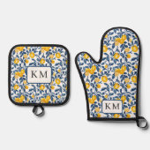 Personalized Mediterranean Lemon  Ofenhandschuh & Topflappen-Set (Vorderseite)