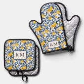 Personalized Mediterranean Lemon  Ofenhandschuh & Topflappen-Set (Vorderseite/Rückseite)