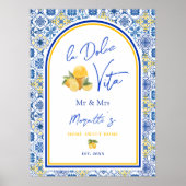 Personalized Mediterranean Tile Newlywed Home Poster (Vorne)