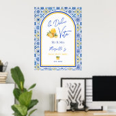 Personalized Mediterranean Tile Newlywed Home Poster (Heimbüro)