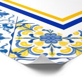 Personalized Mediterranean Tile Newlywed Home Poster (Ecke)