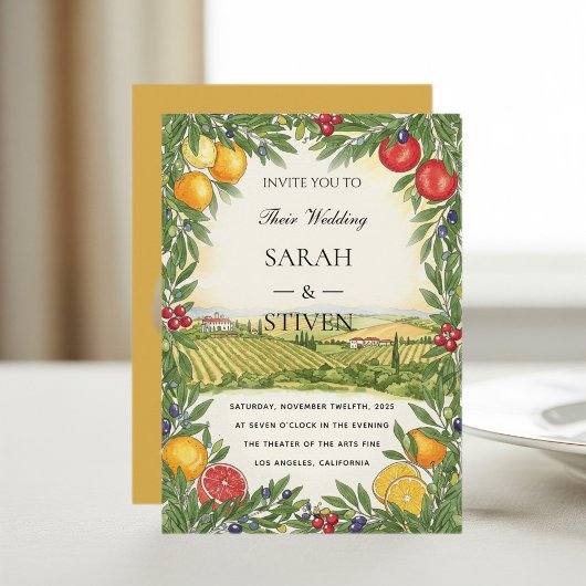 Personalized Mediterranean Wedding Invitation Einladung
