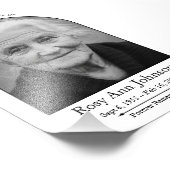 Personalized Memorial Funeral Photo Poster (Ecke)