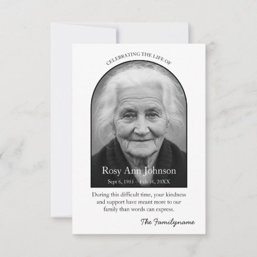Personalized Memorial Thank You Card Dankeskarte (Vorderseite)