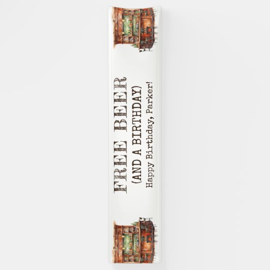 Personalized Men's Birthday Bar Free Beer Funny Banner (Vertikal)
