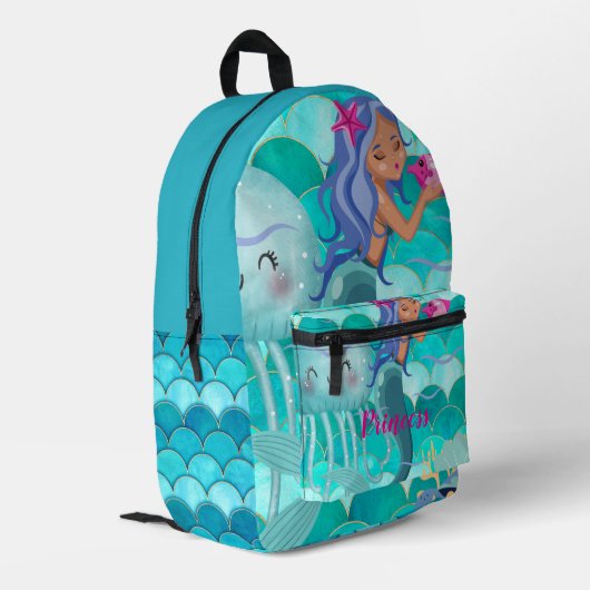 Personalized Mermaid Bedruckter Rucksack (Rückseitige Ecke links)