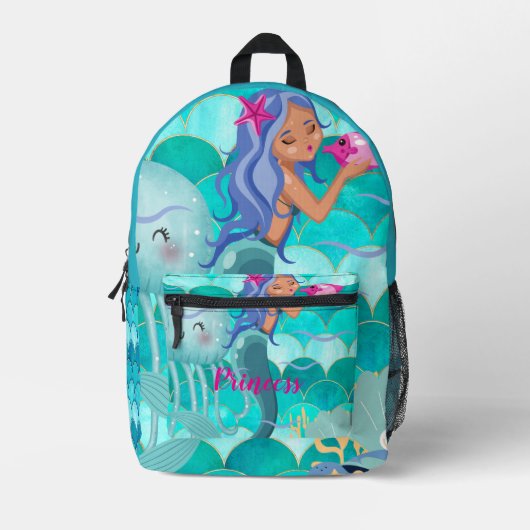Personalized Mermaid Bedruckter Rucksack (Vorderseite)