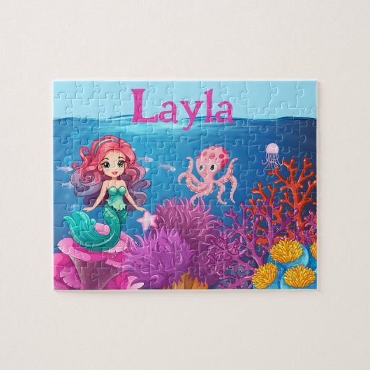 Personalized Mermaid Child Name Puzzle  (Horizontal)
