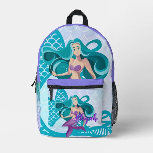 Personalized Mermaid Print Cut Sew Bag Bedruckter Rucksack (Vorderseite)