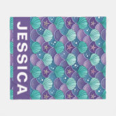Personalized Mermaid Scales Ocean Aqua Fantasy Fleecedecke (Vorderseite (Horizontal))