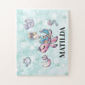 Personalized mermaid & sea animals puzzle for girl (Vertikal)