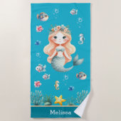 Personalized Mermaid Under the sea for Girl Strandtuch (Vorderseite)