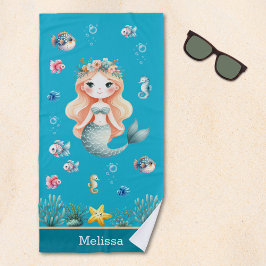 Personalized Mermaid Under the sea for Girl Strandtuch
