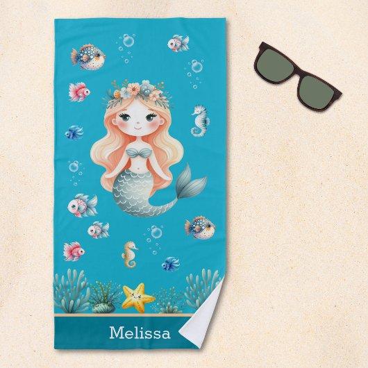 Personalized Mermaid Under the sea for Girl Strandtuch
