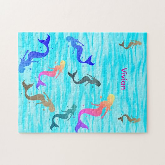 Personalized Mermaid Underwater Adventure Puzzle (Horizontal)