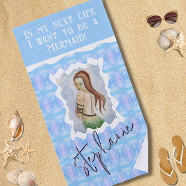Personalized Mermaid Watercolor Boho Strandtuch
