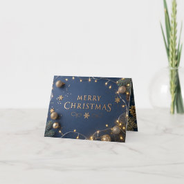 Personalized Merry Christmas Card in Elegant Gold  Dankeskarte