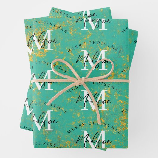 Personalized Merry Christmas Copper Monogram Geschenkpapier Set (Beispiel)