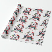 Personalized Merry Christmas Cute Panda Bear Geschenkpapier (Ungerollt)