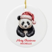 Personalized Merry Christmas Cute Panda Bear Keramik Ornament (Hinten)