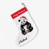 Personalized Merry Christmas Cute Panda Bear Kleiner Weihnachtsstrumpf (Rückseite (Hängend))