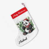 Personalized Merry Christmas Cute Panda Bear Kleiner Weihnachtsstrumpf (Rückseite (Hängend))