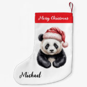 Personalized Merry Christmas Cute Panda Bear Kleiner Weihnachtsstrumpf (Rückseite)