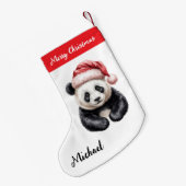 Personalized Merry Christmas Cute Panda Bear Kleiner Weihnachtsstrumpf (Rückseite (Hängend))